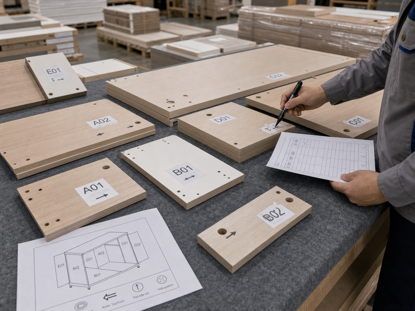 Cabinet panel numbering and installation notes